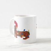 Dackel verwirrt in den Weihnachtslichtern (rot) Kaffeetasse (Vorderseite Links)