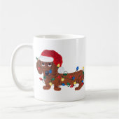 Dackel verwirrt in den Weihnachtslichtern (rot) Kaffeetasse (Links)