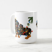 Dackel verwirrt in der Weihnachtslicht-Tasse Kaffeetasse (Vorderseite Links)