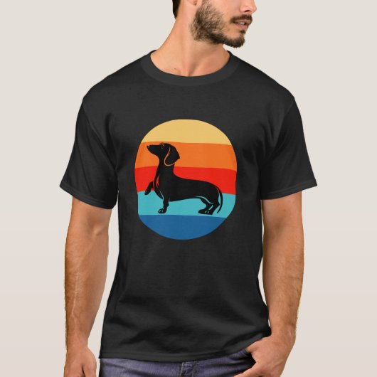 Dackel Vintag Sunset T-Shirt (Vorderseite)