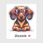 Dackel Vinyl Sticker - Herzbrille (Blatt)
