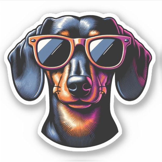 Dackel Vinyl Sticker - Sonnenbrille (Vorderseite)
