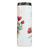 Dackel von Aquarellen, umgeben von farbenfroher Bl Thermosbecher (Rückseite)