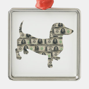 Dackel von Geld an der Wall Street Silbernes Ornament