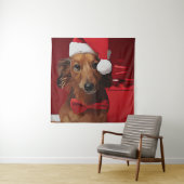 Dackel vor einem Weihnachtsgeschenk Wandteppich (Beispiel)