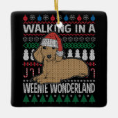 Dackel Wandern in einem Würstchen Wunderland Keramikornament (Vorderseite)