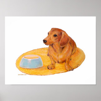Dackel wartet auf das Abendessen Poster