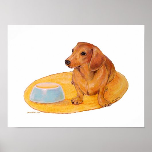 Dackel wartet auf das Abendessen Poster (Vorne)