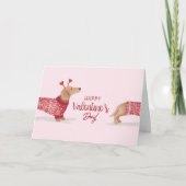 Dackel Wasserfarbe Hund Valentinstag Pullover Karte (Vorderseite)