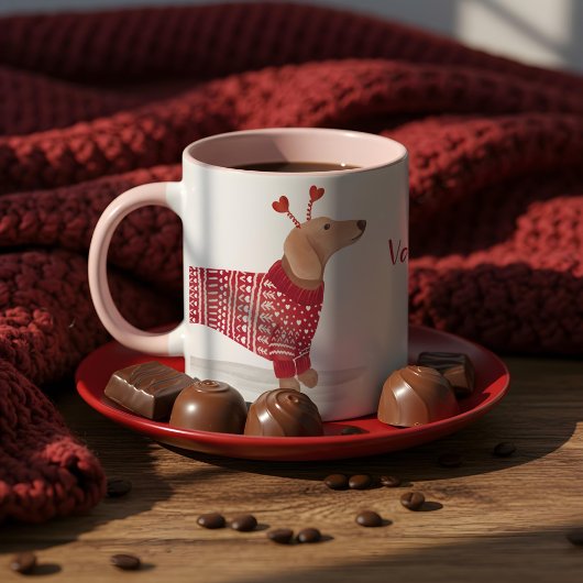 Dackel Wasserfarbe Hund Valentinstag Pullover Tasse
