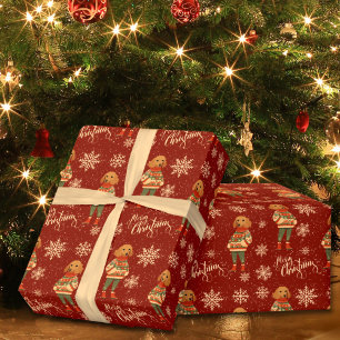 Dackel Wasserfarbe Hund Weihnachten Geschenkpapier