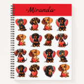 Dackel Wasserfarbe Valentine Notizblock (Vorderseite)