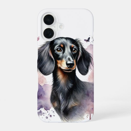 Dackel Wasserfarben Kunst iPhone 16 Hülle (Rückseite)