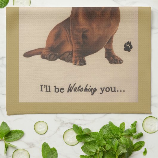 Dackel Watching Küchentuch (Gefaltet)