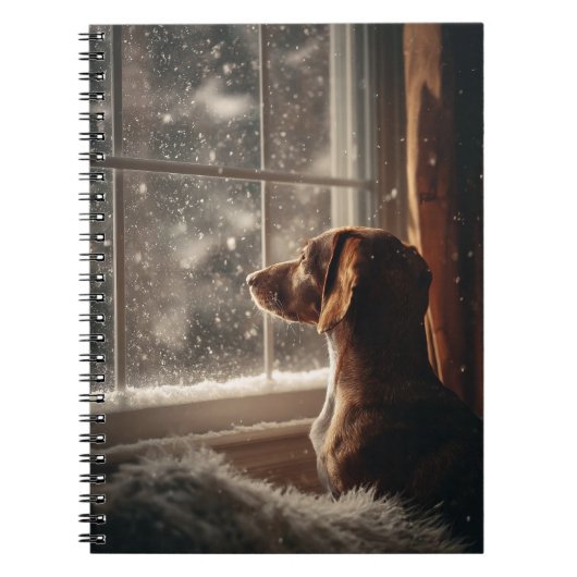 Dackel Watching Snowfall Spirale Notebook Notizblock (Vorderseite)