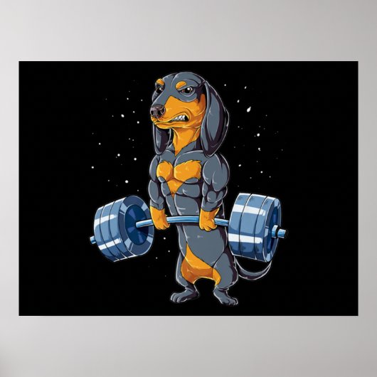 Dackel Weightlift Fitness Poster (Vorne)