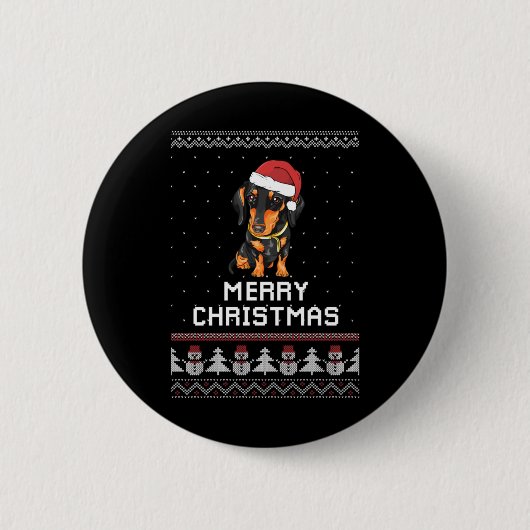 Dackel Weihnachten Button (Vorderseite)