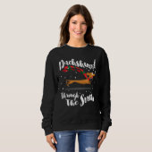 Dackel Weihnachten durch den Schnee Sweatshirt (Vorne ganz)