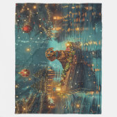 Dackel Weihnachten Feierliche Reise Fleecedecke (Vorderseite)