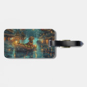 Dackel Weihnachten Feierliche Reise Gepäckanhänger (Rückseite horizontal)