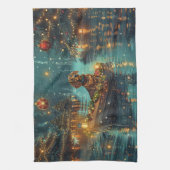 Dackel Weihnachten Feierliche Reise Geschirrtuch (Vertikal)