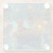 Dackel Weihnachten Feierliche Reise Glasuntersetzer (Rückseite)