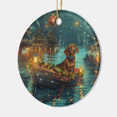 Dackel Weihnachten Feierliche Reise Keramik Ornament (Links)