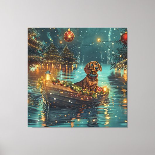 Dackel Weihnachten Feierliche Reise Leinwanddruck (Vorderseite)
