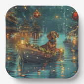 Dackel Weihnachten Feierliche Reise Pappteller (Vorderseite)