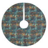 Dackel Weihnachten Feierliche Reise Polyester Weihnachtsbaumdecke (Vorderseite)