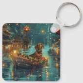 Dackel Weihnachten Feierliche Reise Schlüsselanhänger (Rückseite)