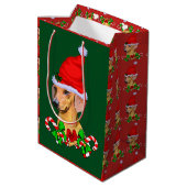 Dackel Weihnachten froh Mittlere Geschenktüte (Rückseite Schrägansicht)