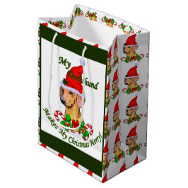Dackel Weihnachten froh Mittlere Geschenktüte