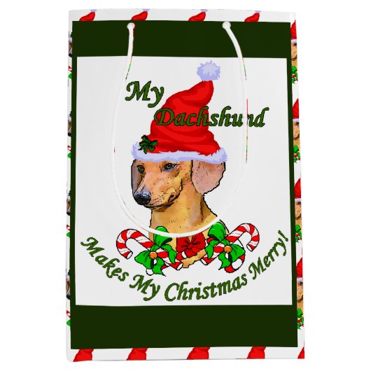 Dackel Weihnachten froh Mittlere Geschenktüte (Vorderseite)
