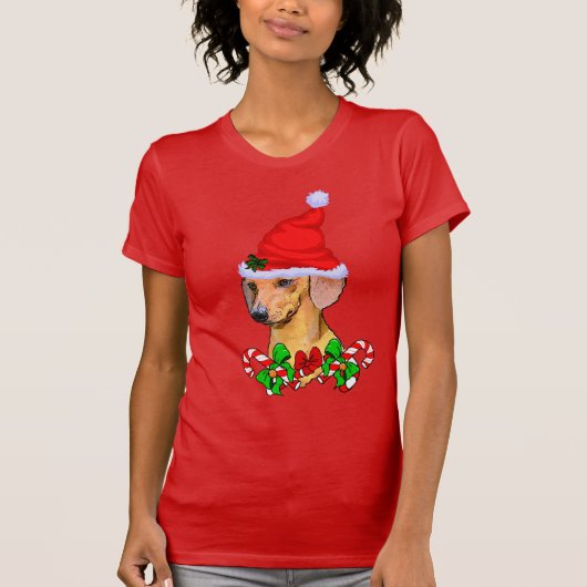 Dackel Weihnachten froh T-Shirt (Vorderseite)