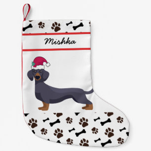 Dackel Weihnachten für Hunde mit eigenem Hundenam Kleiner Weihnachtsstrumpf