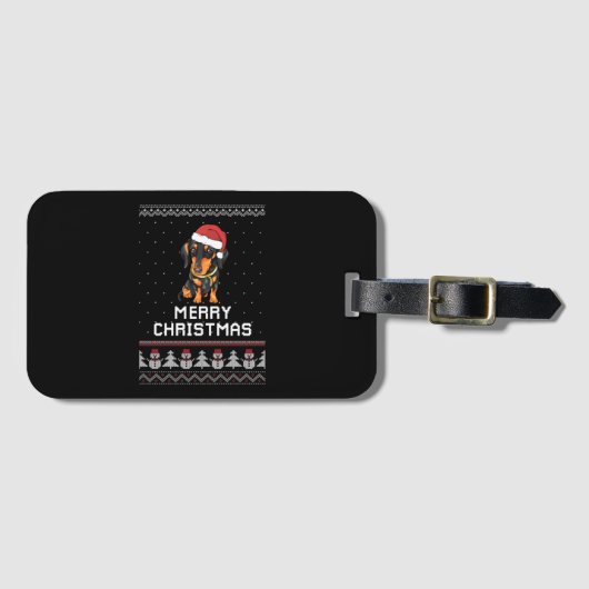 Dackel Weihnachten Gepäckanhänger (Vorderseite (Horizontal))