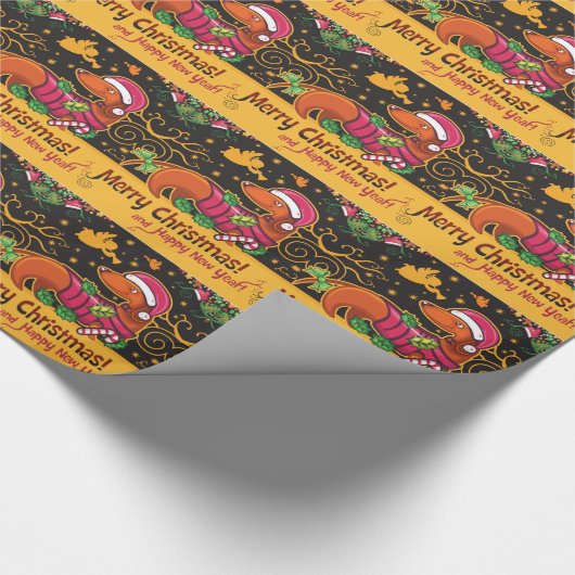 Dackel-Weihnachten Geschenkpapier (Ecke)
