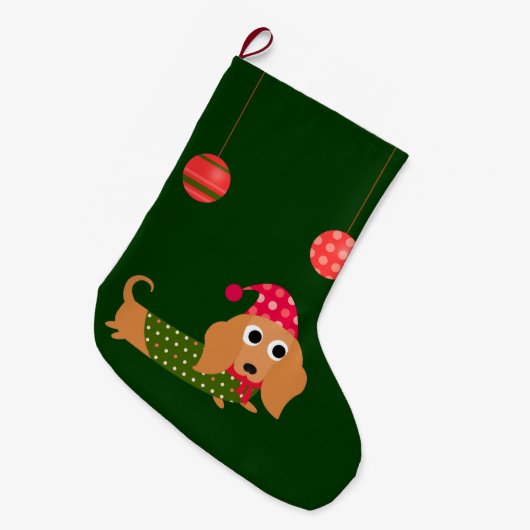 Dackel-Weihnachten Großer Weihnachtsstrumpf (Vorderansicht (hängend))