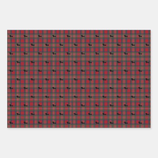 Dackel Weihnachten Karierte Geschenkpackpapier Geschenkpapier Set (Vorderseite 2)