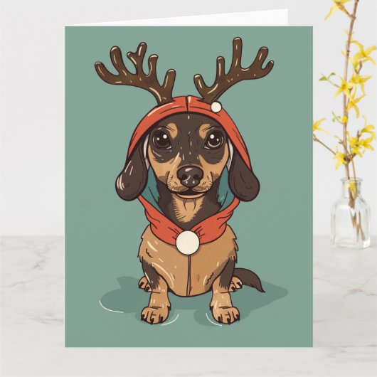 Dackel Weihnachten Karte (Gelbe Blume)