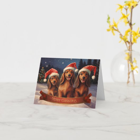 Dackel Weihnachten Karte (Gelbe Blume)