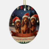 Dackel Weihnachten Keramik Ornament (Rechts)