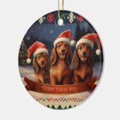 Dackel Weihnachten Keramik Ornament (Links)