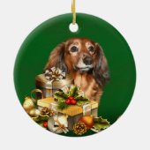 Dackel-Weihnachten Keramik Ornament (Hinten)