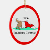 Dackel-Weihnachten Keramik Ornament (Rechts)