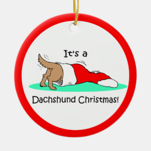 Dackel-Weihnachten Keramik Ornament