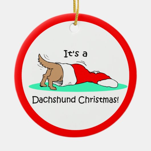 Dackel-Weihnachten Keramik Ornament (Vorne)