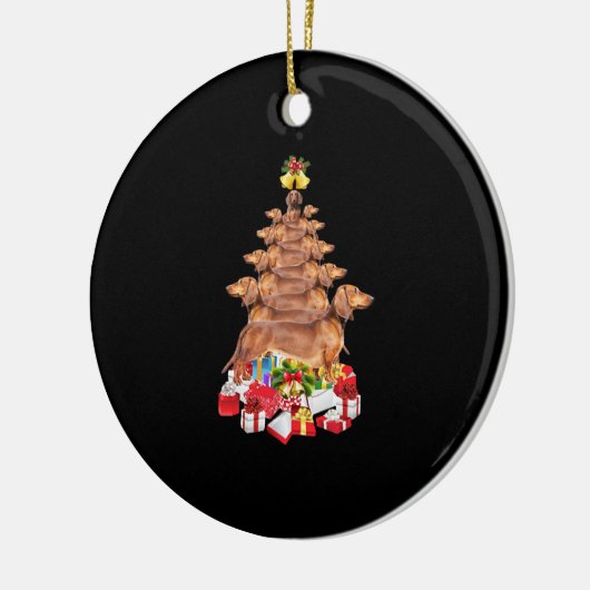 Dackel Weihnachten Keramik Ornament (Links)