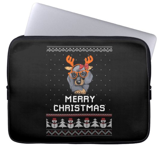 Dackel Weihnachten Laptopschutzhülle (Vorderseite)